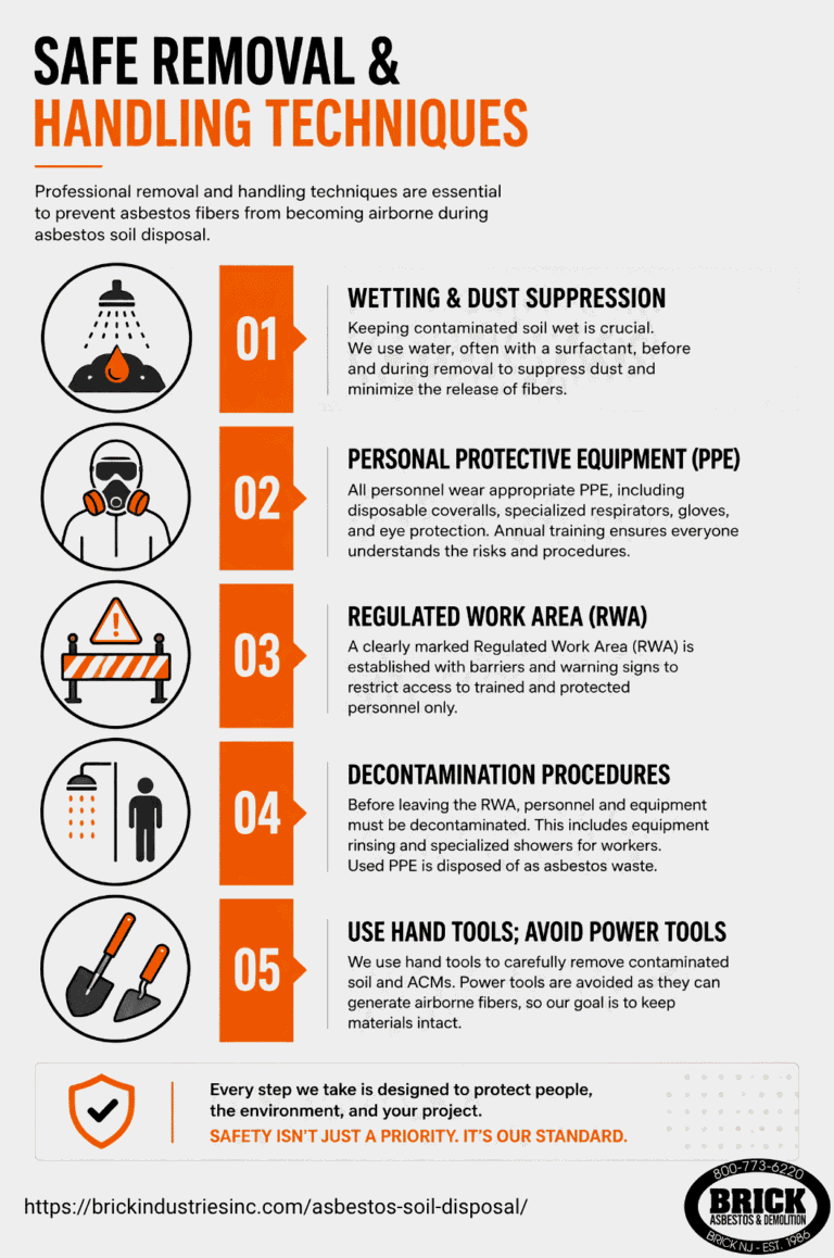 Informative poster featuring the phrase "Safe Removal and Handling Techniques" prominently displayed.
