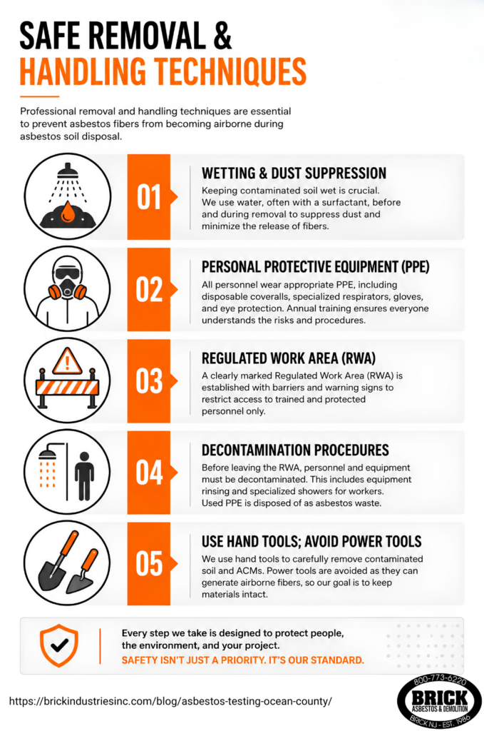 Informative poster featuring the phrase "Safe Removal and Handling Techniques" prominently displayed.

